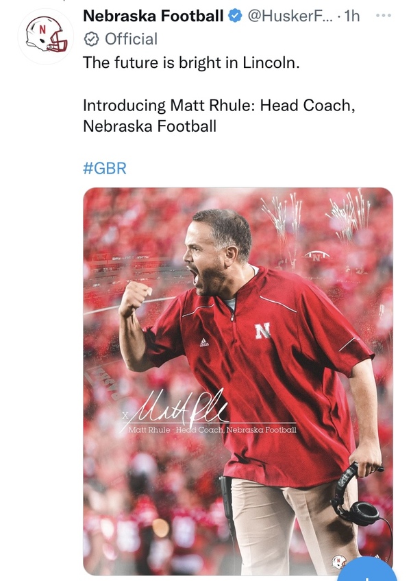 Former Temple coach Matt Rhule is back in the college game at Nebraska