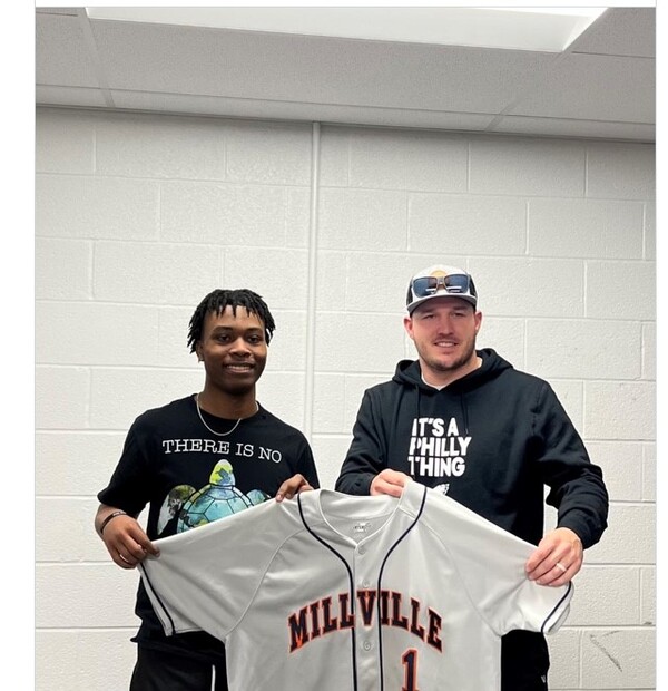 Millville CF Wayne Hill Gets the Coveted No. 1 Jersey of Mike Trout