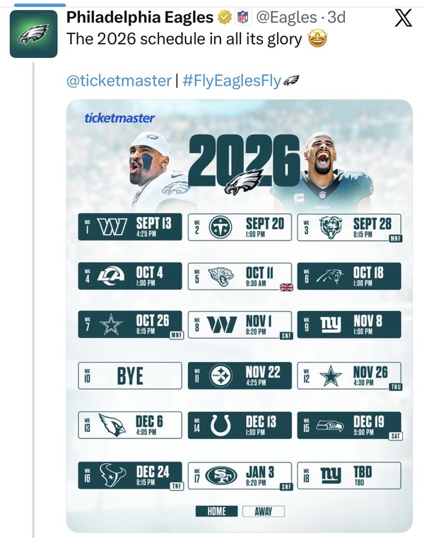 A Look at the Eagles Schedule
